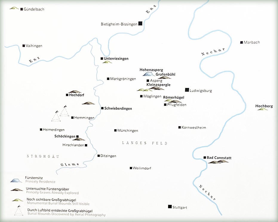 ©Keltenmuseum Hochdorf/ Enz - Karte: Fürstengräber und Großgrabhügel